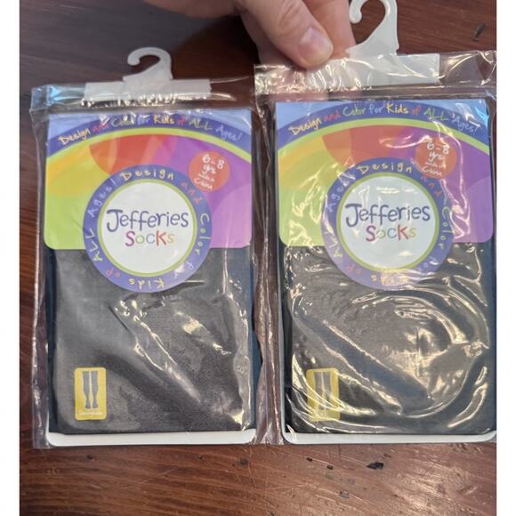 Jeffries Socks ~ 2 Pairs Girls Black TIGHTS /Pantyhose Size 6-8 yrs USA MADE NWT - Picture 1 of 8